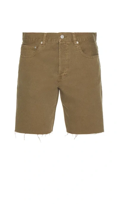 Frame Raw Hem Relaxed Denim Shorts In Brown