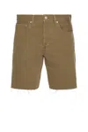 Frame Relaxed Raw Hem Denim Short In Brown