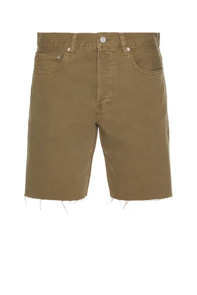 Frame Relaxed Raw Hem Denim Short In Brown