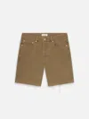 Frame Relaxed Raw Hem Denim Short In Brown