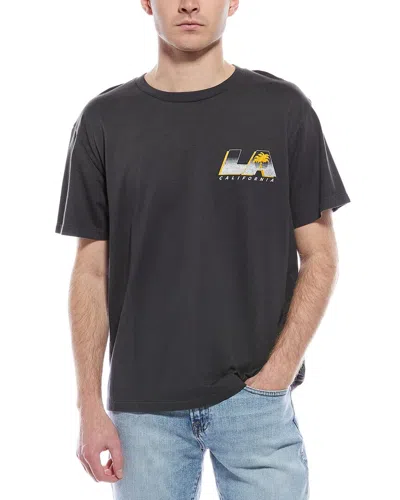 Frame Relaxed Vintage Print T-shirt In Black