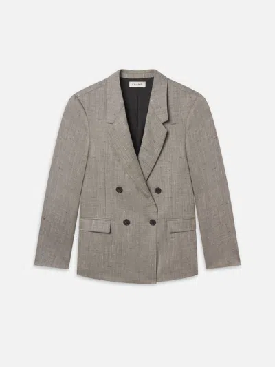 Frame Retro Double Breasted Blazer In Gray