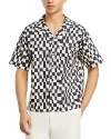 Frame Retro Print Oversized Button Down Camp Shirt In Dark Navy