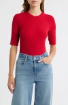 Frame Rib Crewneck T-shirt In Red