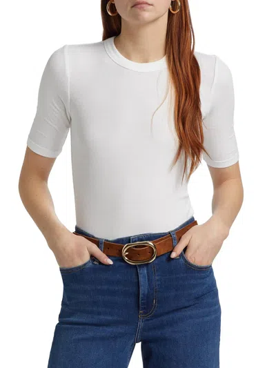 Frame Rib Crewneck Tee In White