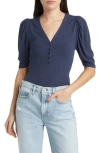Frame Rib Henley In Blue