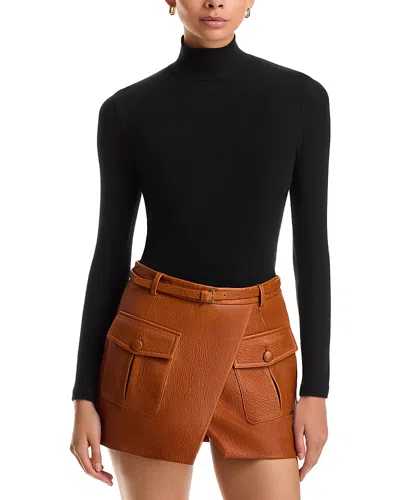 Frame Rib Knit Turtleneck Top In Black
