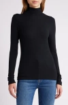 Frame Ribbed Turtleneck Top In Black