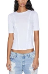 Frame Rib Reverse Seam T-shirt In White