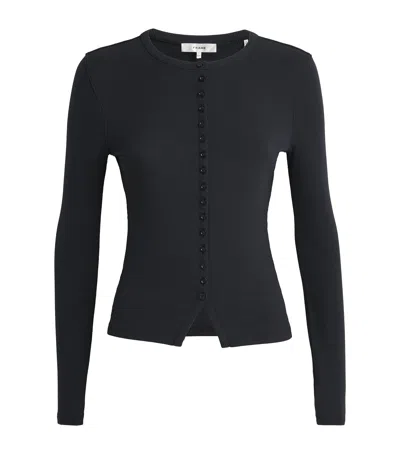 Frame Rib Splay Cardigan In Brown