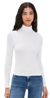 Frame Rib Turtleneck White In Animal Print