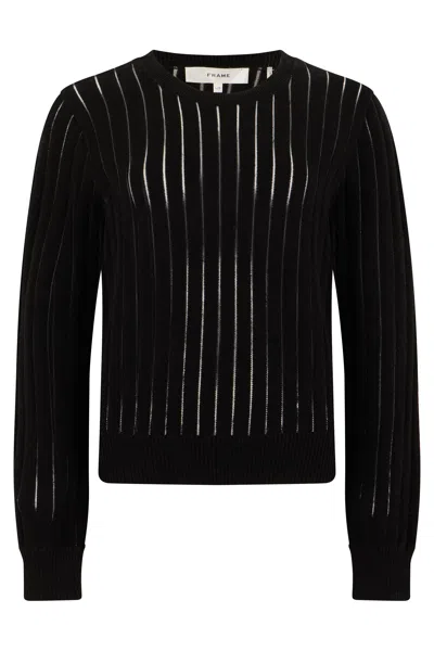 Frame Ribbed Comfort Sweater In Black