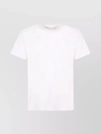 Frame Ribbed Crew-neck Cotton T-shirt With Short Sleeves In White