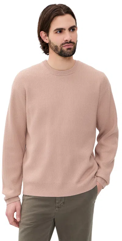 Frame Ribbed Crew Neck Sweater Light Mauve In Neutral