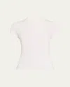 Frame Ribbed Crewneck Baby Tee In White
