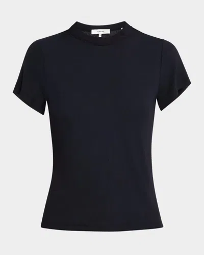 Frame Ribbed Crewneck Baby Tee In Black