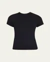 Frame Ribbed Crewneck Baby Tee In Black