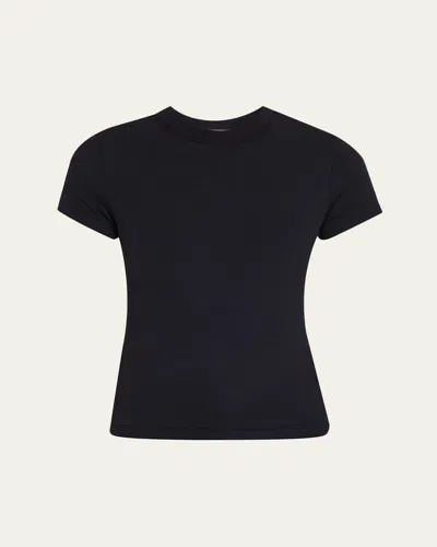 Frame Ribbed Crewneck Baby Tee In Black
