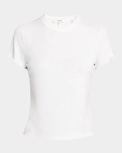 Frame Ribbed Crewneck Baby Tee In White