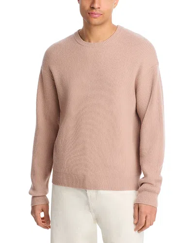 Frame Ribbed Crewneck Sweater In Pink