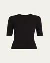 Frame Ribbed Crewneck Tee In Black