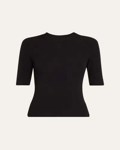 Frame Ribbed Crewneck Tee In Black
