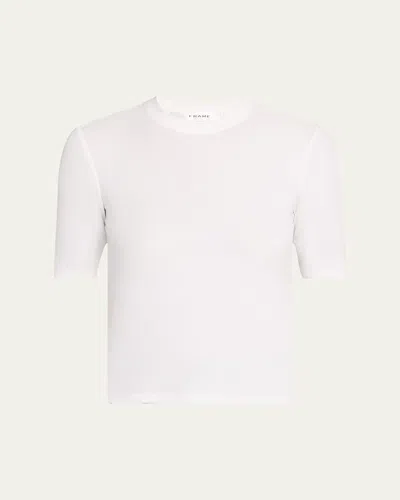 Frame Ribbed Crewneck Tee In White
