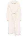 Frame Ribbed-detail Fringe Coat In Neutrals