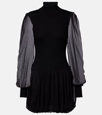 Frame Ribbed-knit Wool And Silk Minidress In Multi