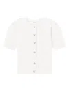Frame Ribbed Short-sleeve Cardigan In White