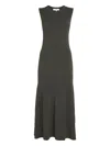 Frame Asymmetric Gathered Cotton-seersucker Dress In Black