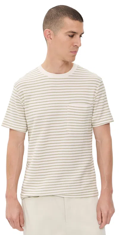 Frame Ribbed Stripe Tee Natural Stripe In White