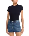 Frame Ribbed Crewneck Baby Tee In Black