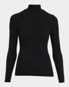 Frame Ribbed Turtleneck Top In Black