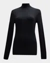 Frame High-neck Silk-blend Sweater In Noir