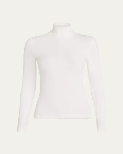 Frame Ribbed Turtleneck Top In White