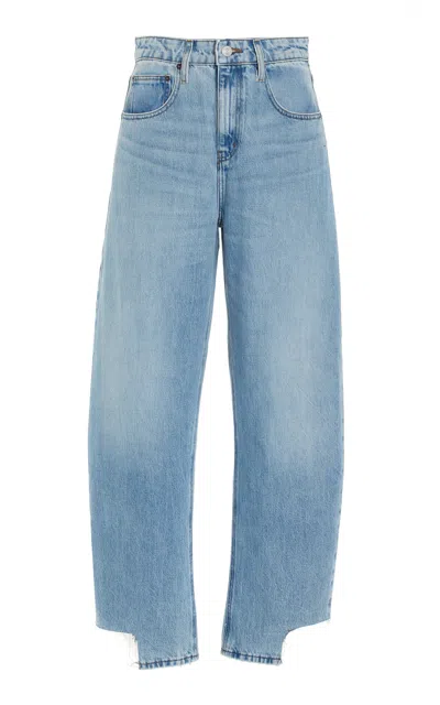 Frame Rigid High-rise Long Barrel-leg Jeans In Blue