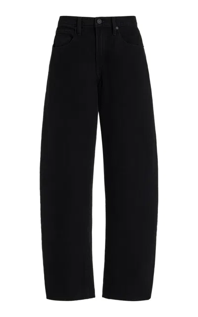 Frame Rigid Low-rise Barrel Jeans In Black
