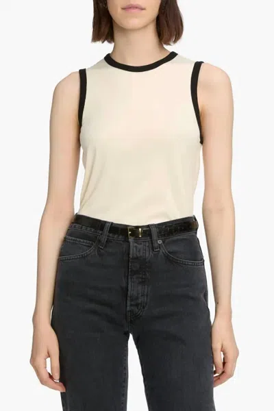Frame Ringer Tank In Cream/black In Neutral