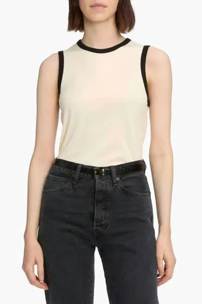 Frame Ringer Tank Top In Cream/black In White