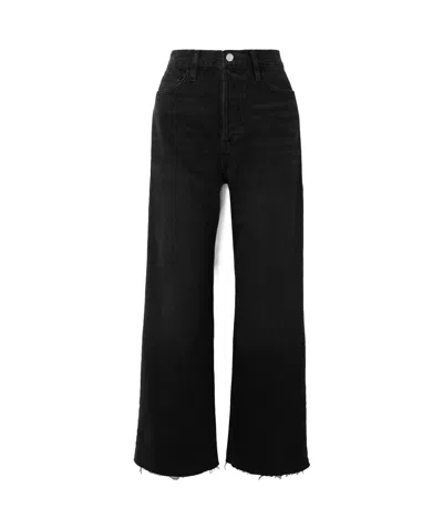 Frame Rippled Wide-leg Jeans In Black