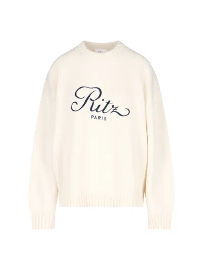 Frame Ribbed Crewneck Top Long Sleeves In Neutral