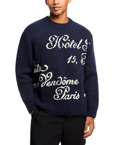 Frame Ritz Graphic Cashmere Sweater In Blue