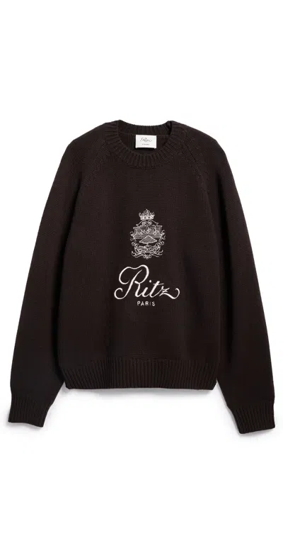 Frame Ritz Unisex Cashmere Sweater Brown In Black