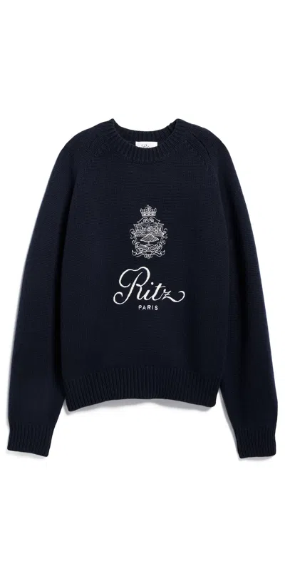 Frame Ritz Unisex Cashmere Sweater Navy In Blue