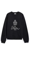 Frame + Ritz Paris Embroidered Cotton-blend Jersey Sweatshirt In Black