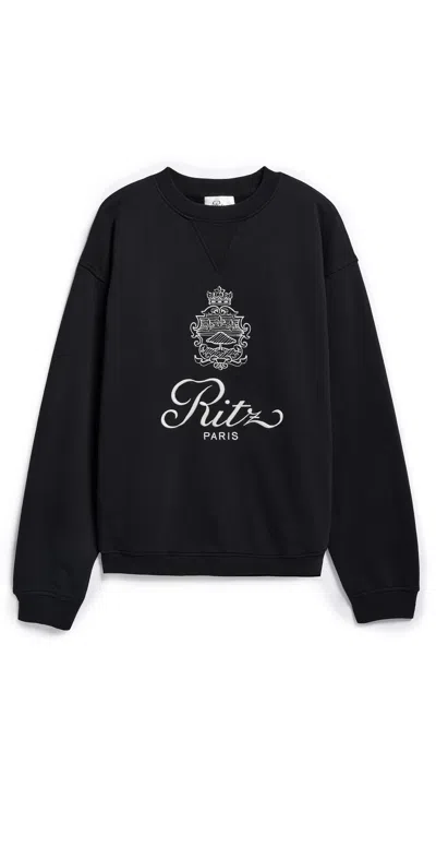 Frame X Ritz Paris Crest-embroidered Sweater In Black