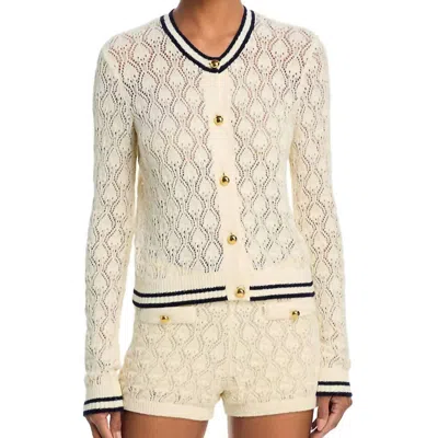 Frame Rookie Buttoned Cardigan In Cream Multi In Brown