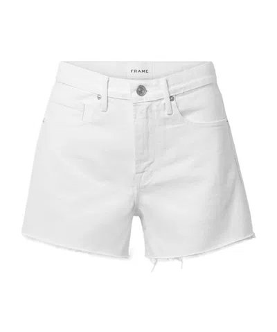 Frame Rounded-edge Denim Shorts In White