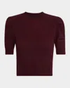 Frame Ruched Puff Sleeve Sweater In Wine